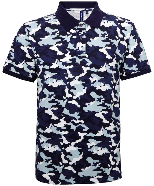 Personalised Polos - Asquith & Fox Men's camo piqué polo