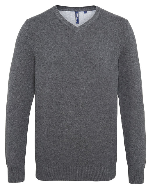 Personalised Knitted Jumpers - Asquith & Fox Men's cotton blend v-neck sweater