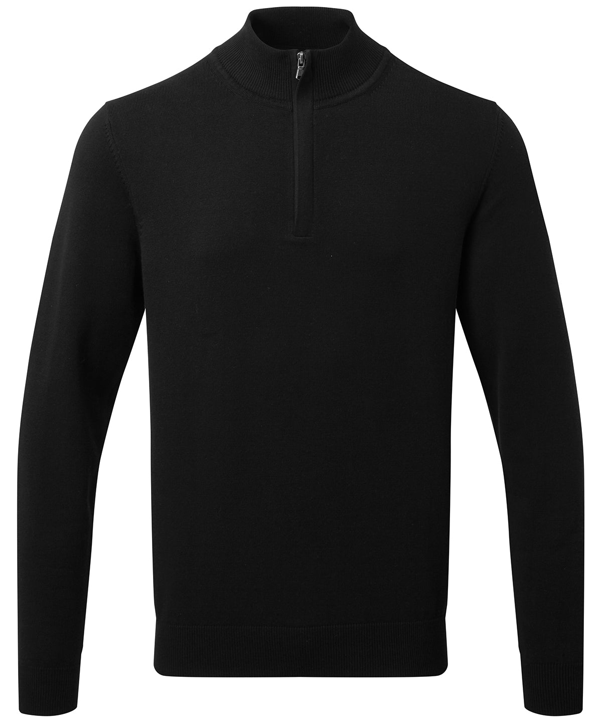 Personalised Knitted Jumpers - Black Asquith & Fox Men's cotton blend ¼ zip sweater