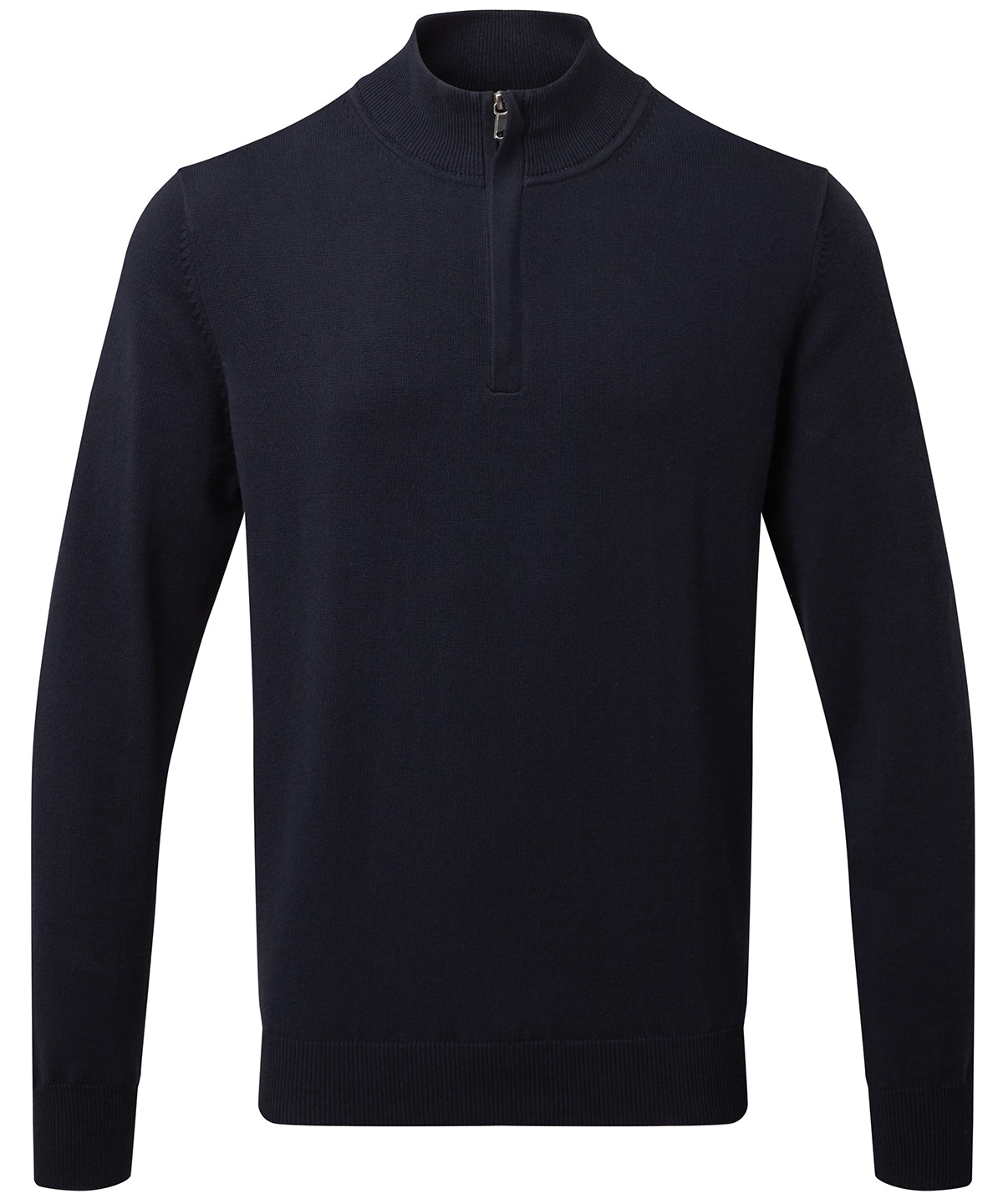 Personalised Knitted Jumpers - Black Asquith & Fox Men's cotton blend ¼ zip sweater