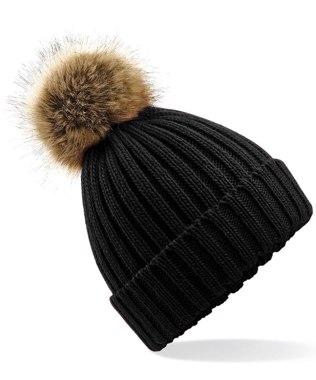Personalised Hats - Beechfield Fur pop pom chunky beanie