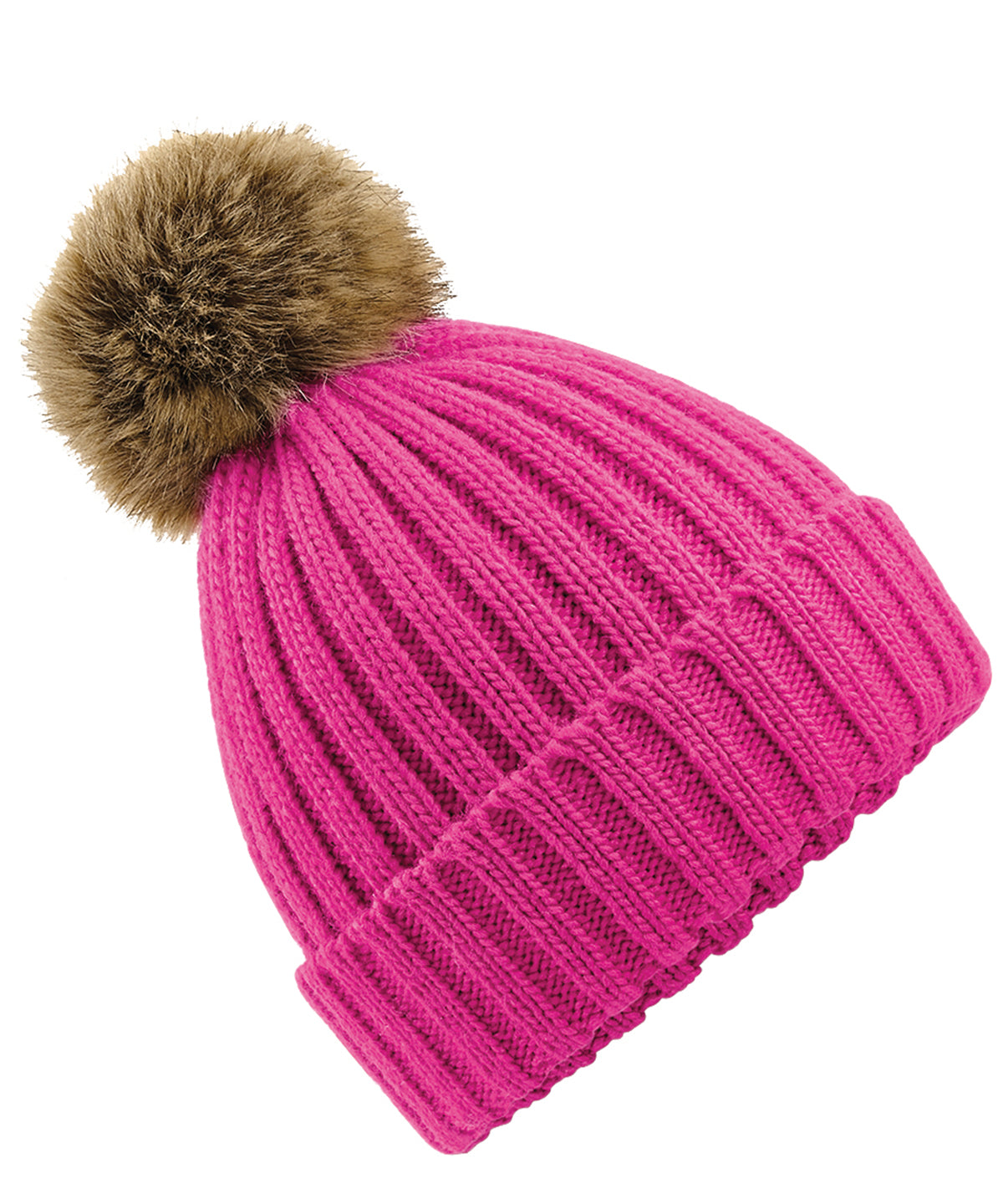 Personalised Hats - Beechfield Fur pop pom chunky beanie