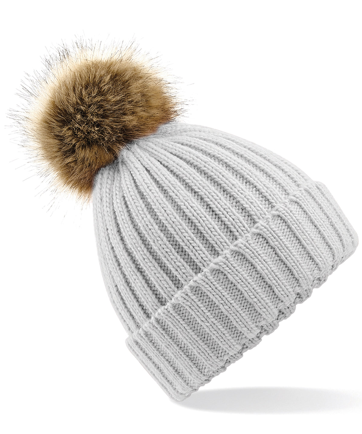 Personalised Hats - Beechfield Fur pop pom chunky beanie