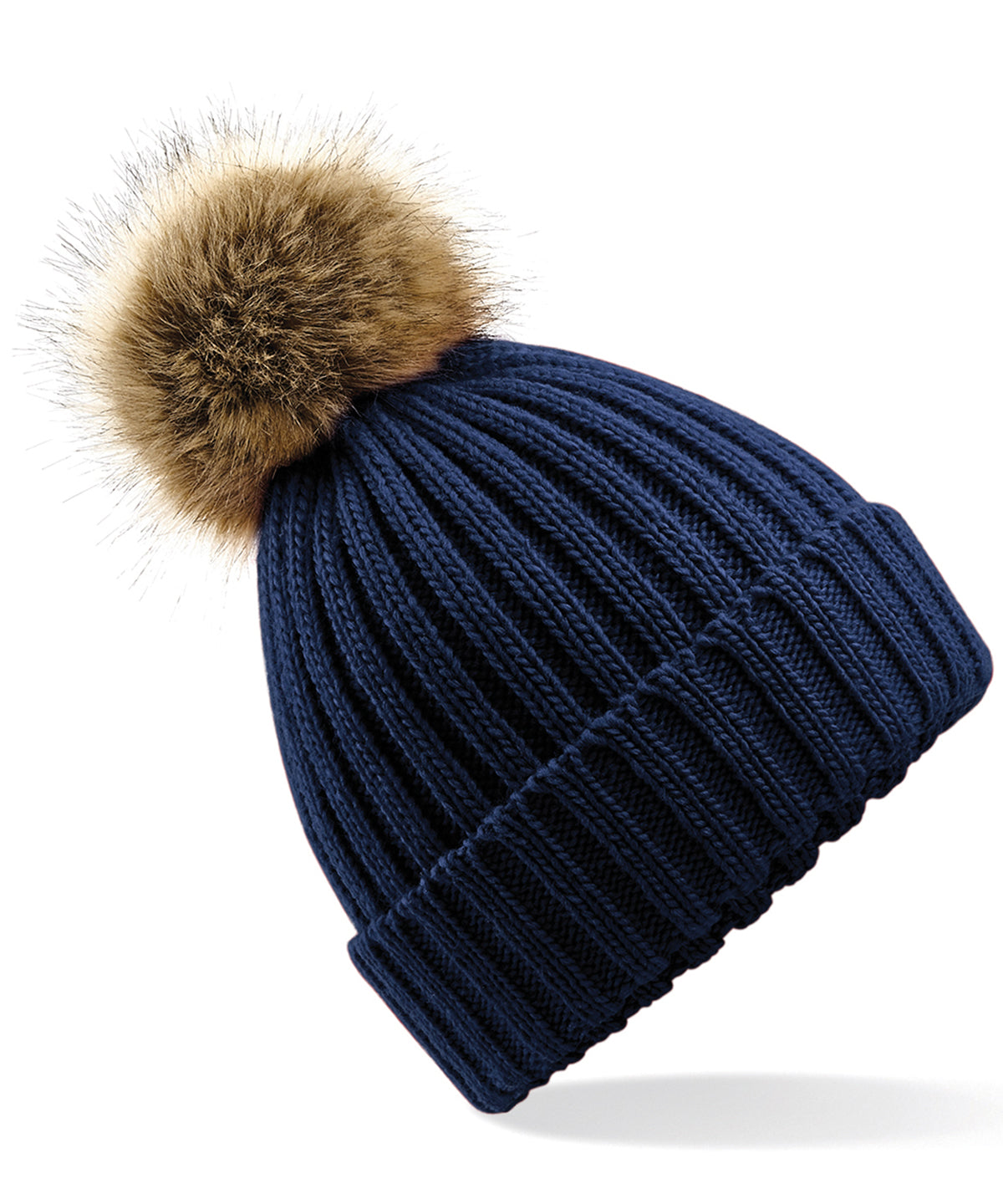 Personalised Hats - Beechfield Fur pop pom chunky beanie