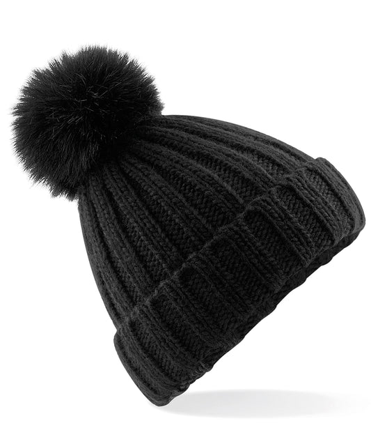 Personalised Hats - Beechfield Verbier fur pop pom chunky beanie