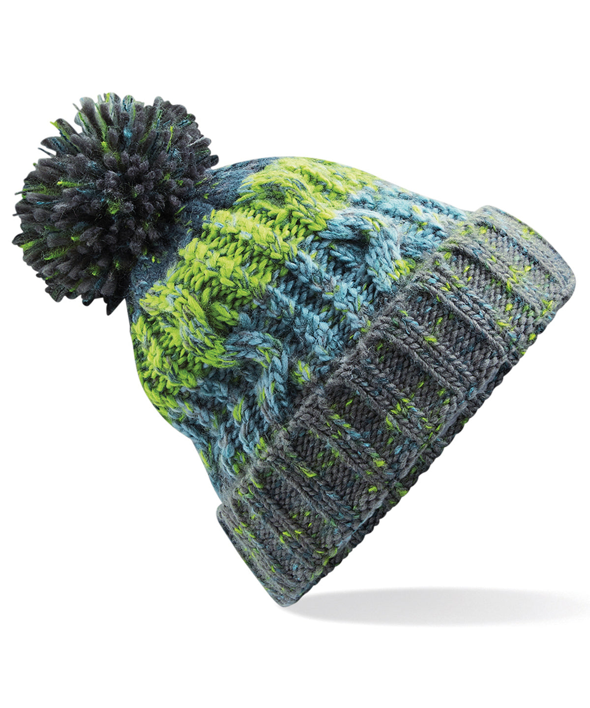 Personalised Hats - Multicolour Beechfield Corkscrew pom pom beanie