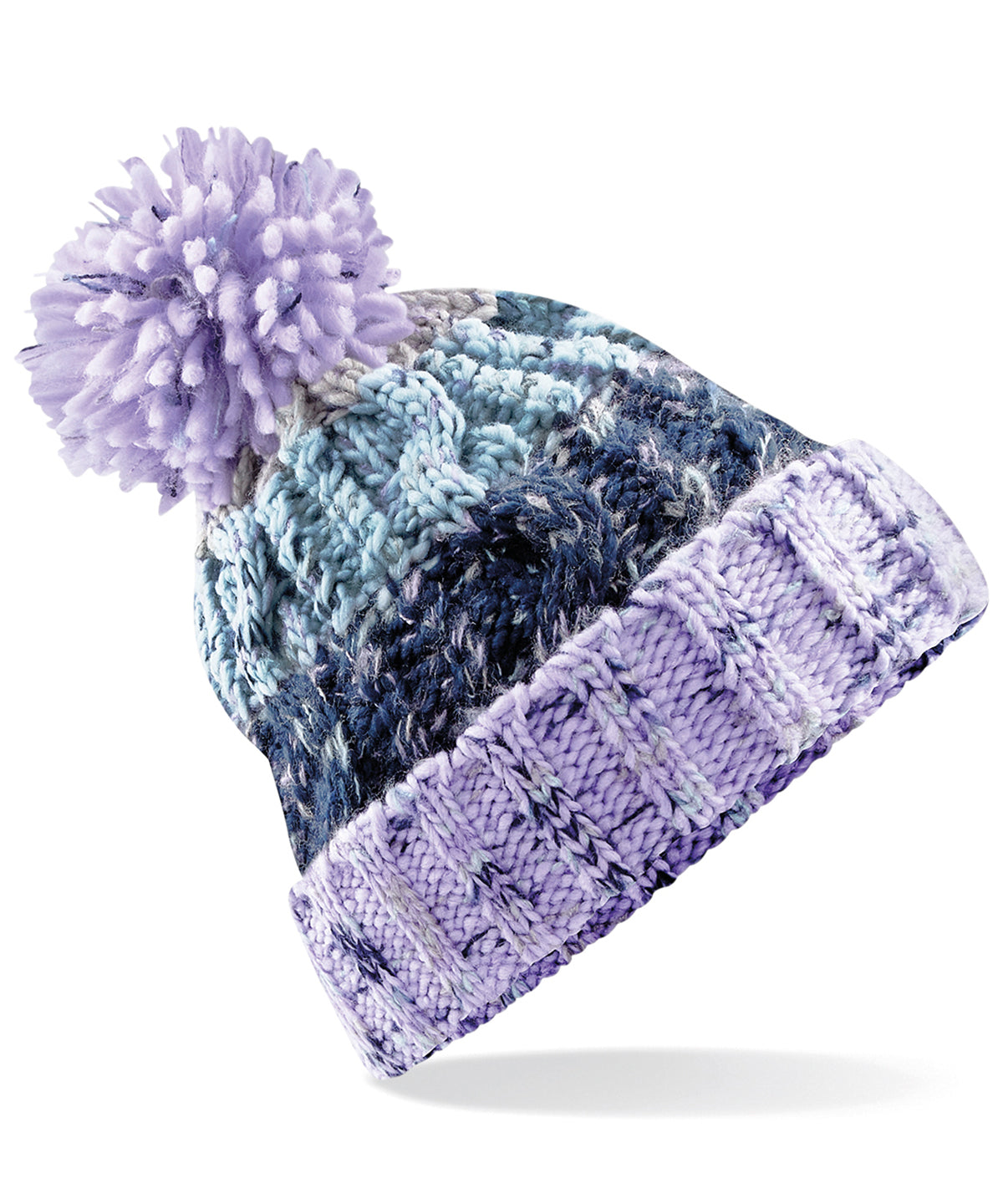 Personalised Hats - Multicolour Beechfield Corkscrew pom pom beanie