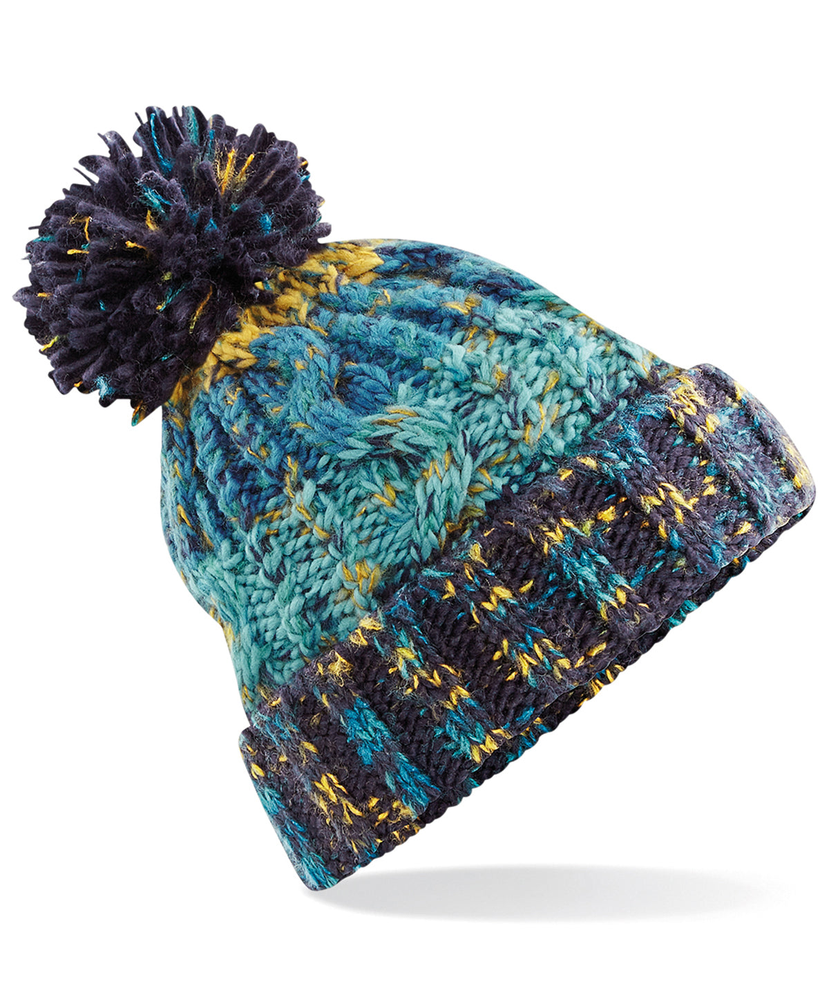 Personalised Hats - Multicolour Beechfield Corkscrew pom pom beanie