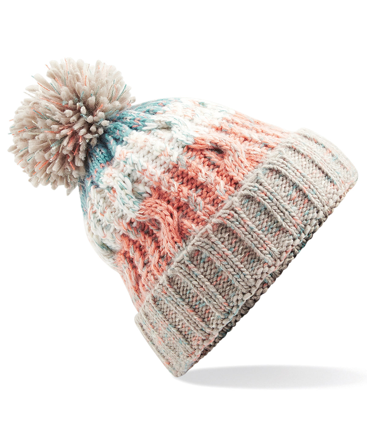 Personalised Hats - Multicolour Beechfield Corkscrew pom pom beanie
