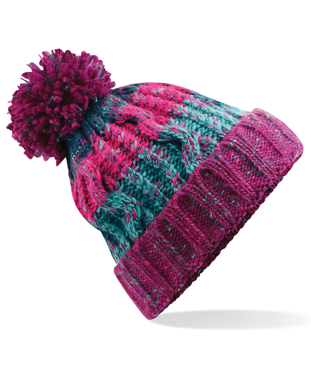 Personalised Hats - White Beechfield Corkscrew pom pom beanie