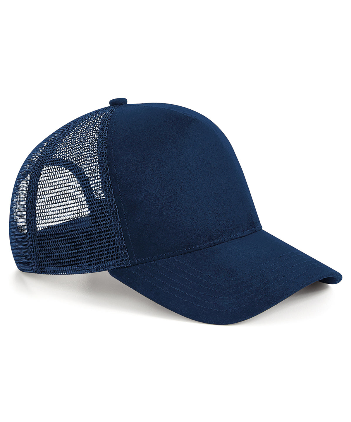 Personalised Caps - Navy Beechfield Suede snapback trucker