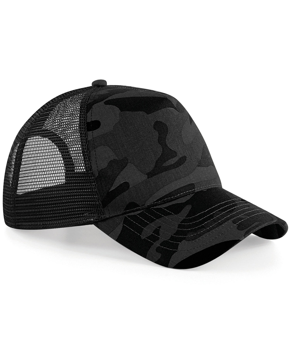 Personalised Caps - Black Beechfield Camo snapback trucker
