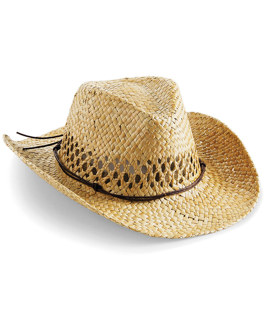 Personalised Hats - Natural Beechfield Straw cowboy hat