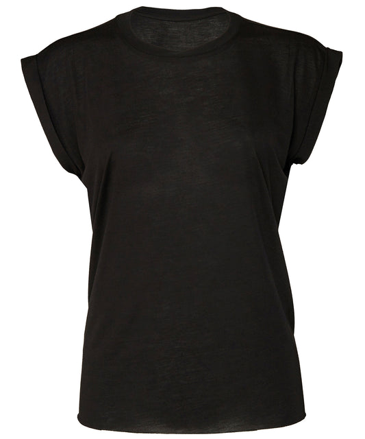 Personalised T-Shirts - Bella Canvas Women's flowy muscle tee with rolled cuff