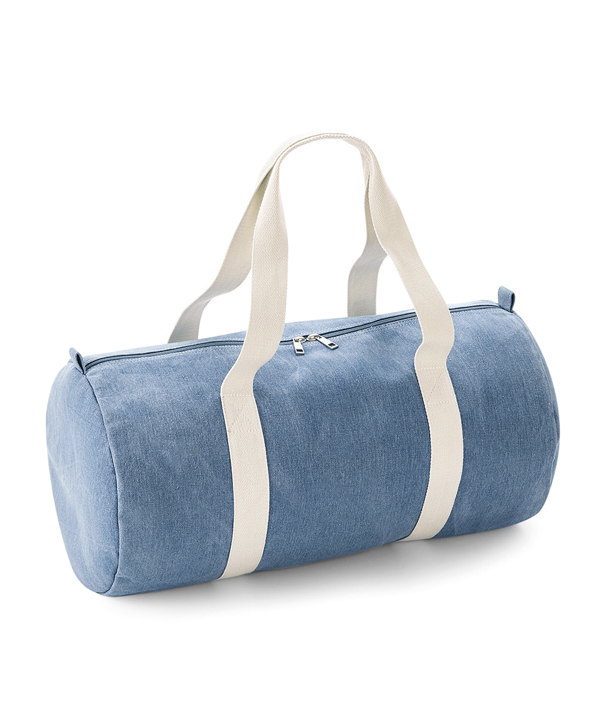 Personalised Bags - Light Blue Bagbase Denim barrel bag