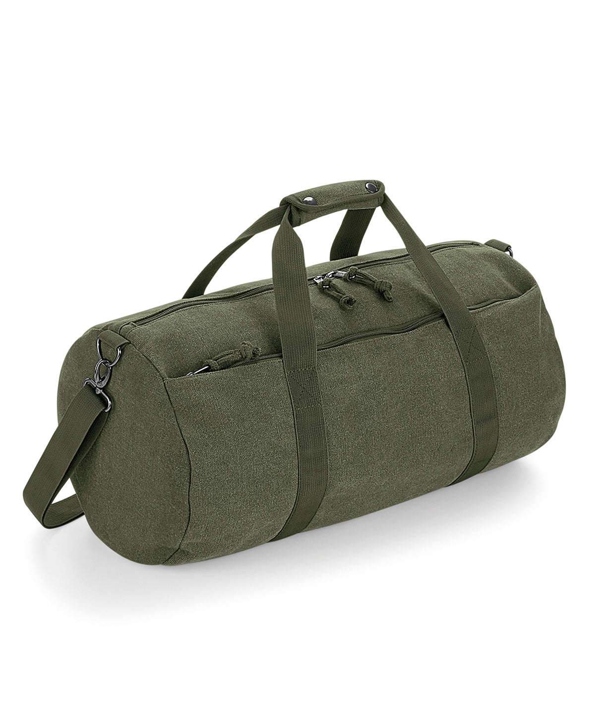 Personalised Bags - Dark Green Bagbase Vintage canvas barrel bag