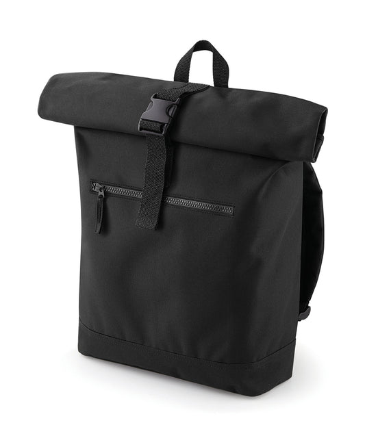 Personalised Bags - Black Bagbase Roll-top backpack