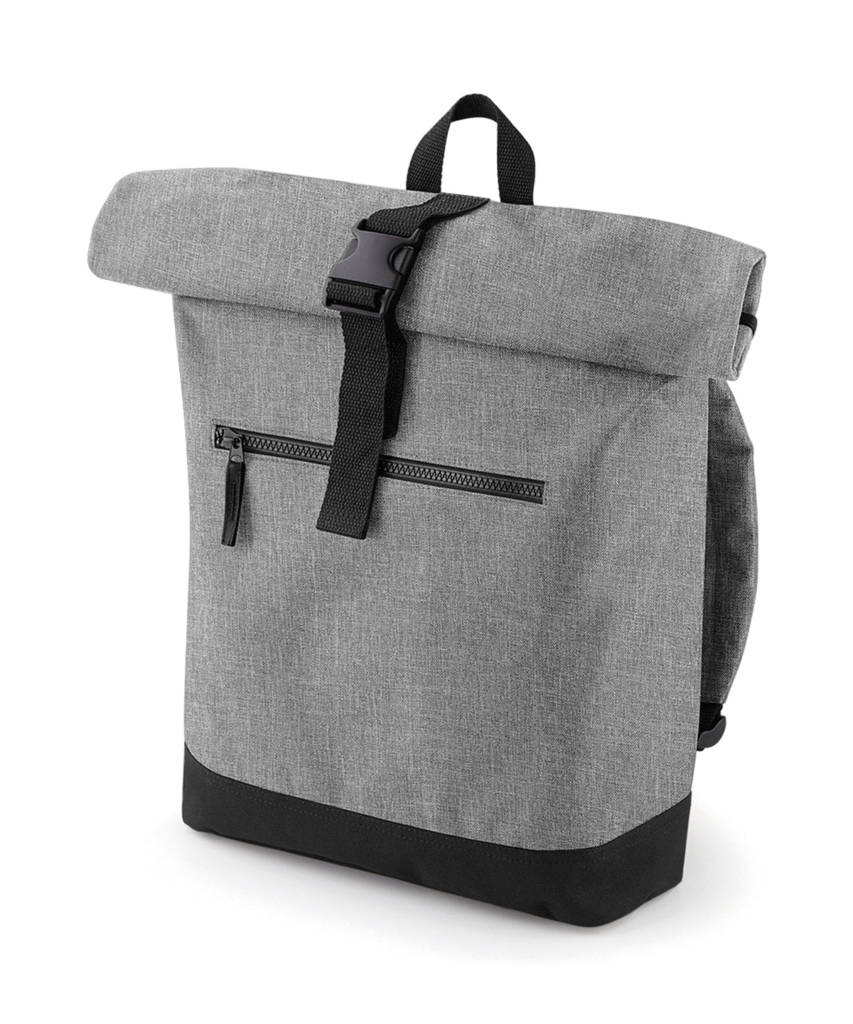 Personalised Bags - Heather Grey Bagbase Roll-top backpack