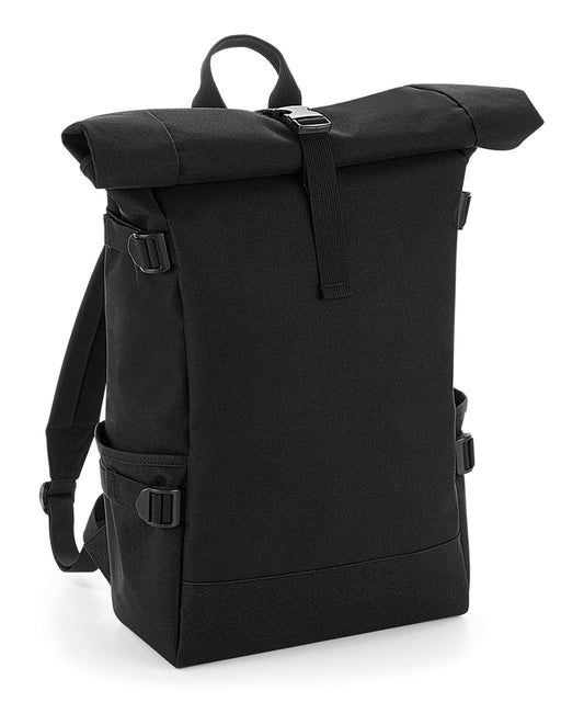 Personalised Bags - Black Bagbase Block roll-top backpack