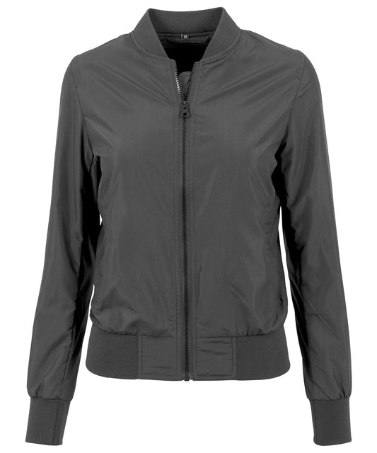 Personalised Jackets - Black Build Your Brand Women's nylon bomber jacket