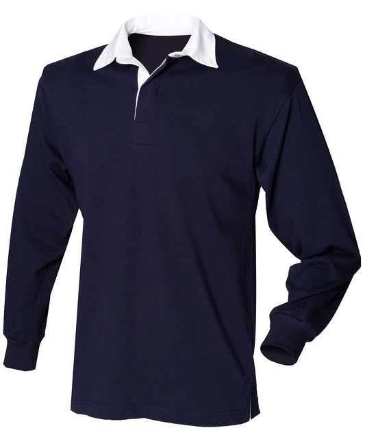 Personalised Polo Shirts - Navy Front Row Kids long sleeve plain rugby shirt