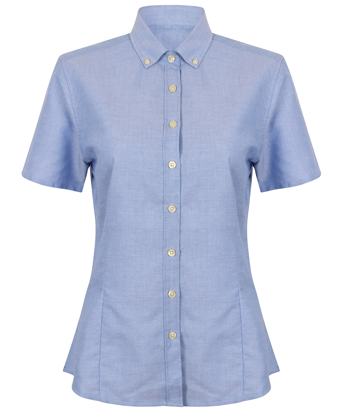 Personalised Shirts - Light Blue Henbury Women's modern short sleeve Oxford shirt
