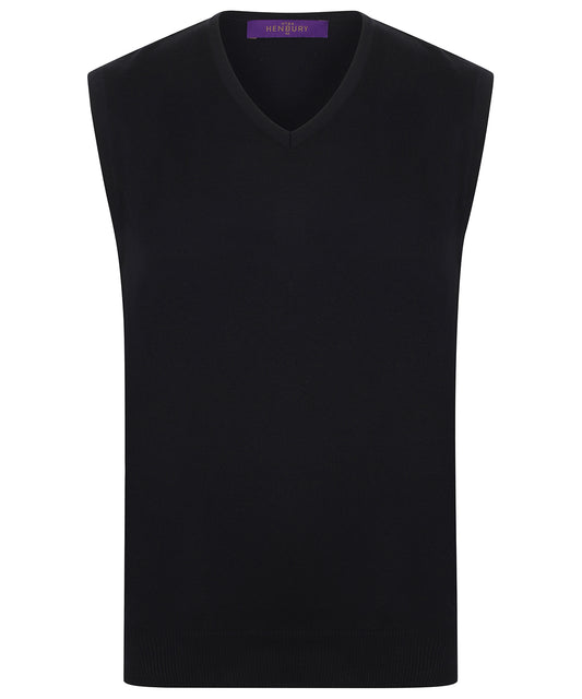 Personalised Knitted Jumpers - Black Henbury Sleeveless v-neck jumper