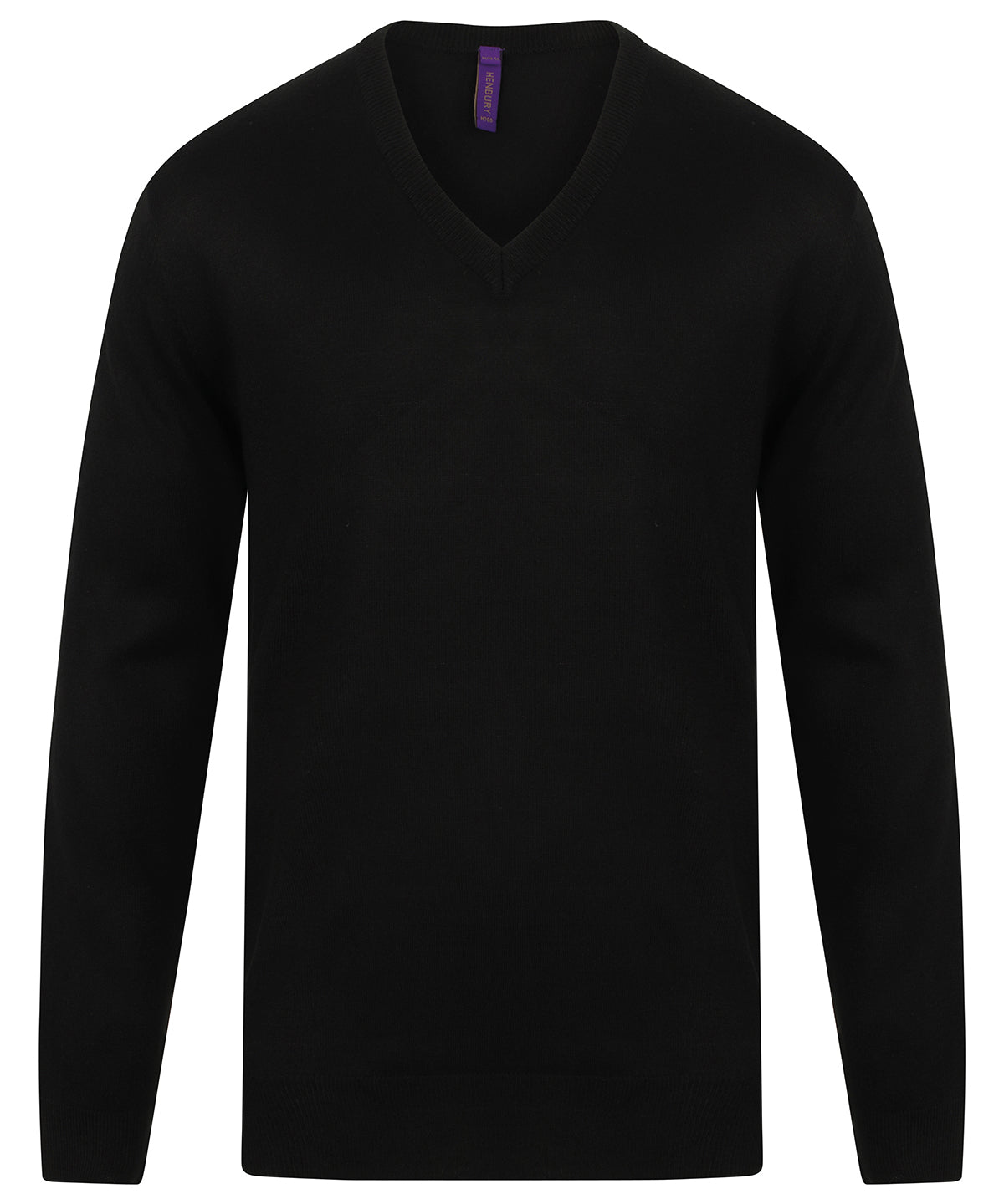 Personalised Knitted Jumpers - Black Henbury Cashmere touch acrylic v-neck jumper