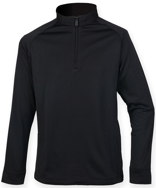 Personalised Sweatshirts - Black Henbury ¼ zip top with wicking finish