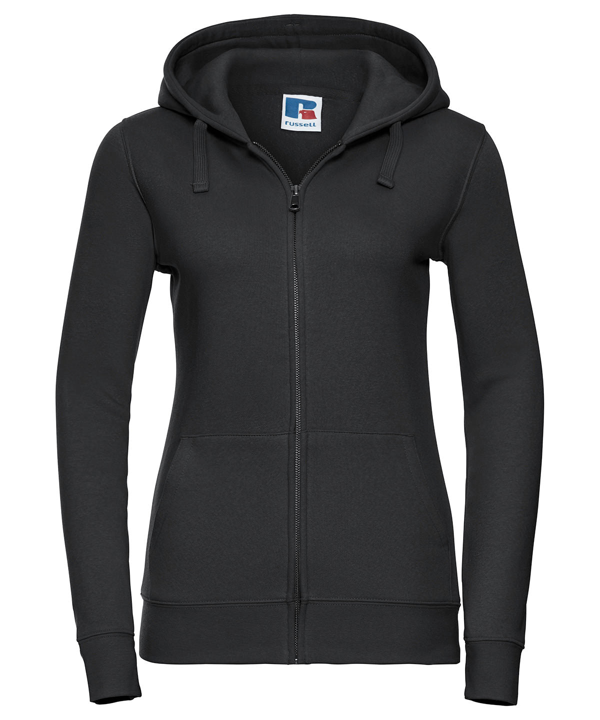Personalised Hoodies - Black Russell Europe Women's authentic zipped hooded sweatshirt
