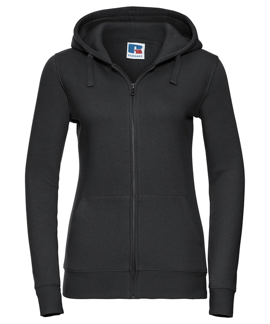Personalised Hoodies - Black Russell Europe Women's authentic zipped hooded sweatshirt
