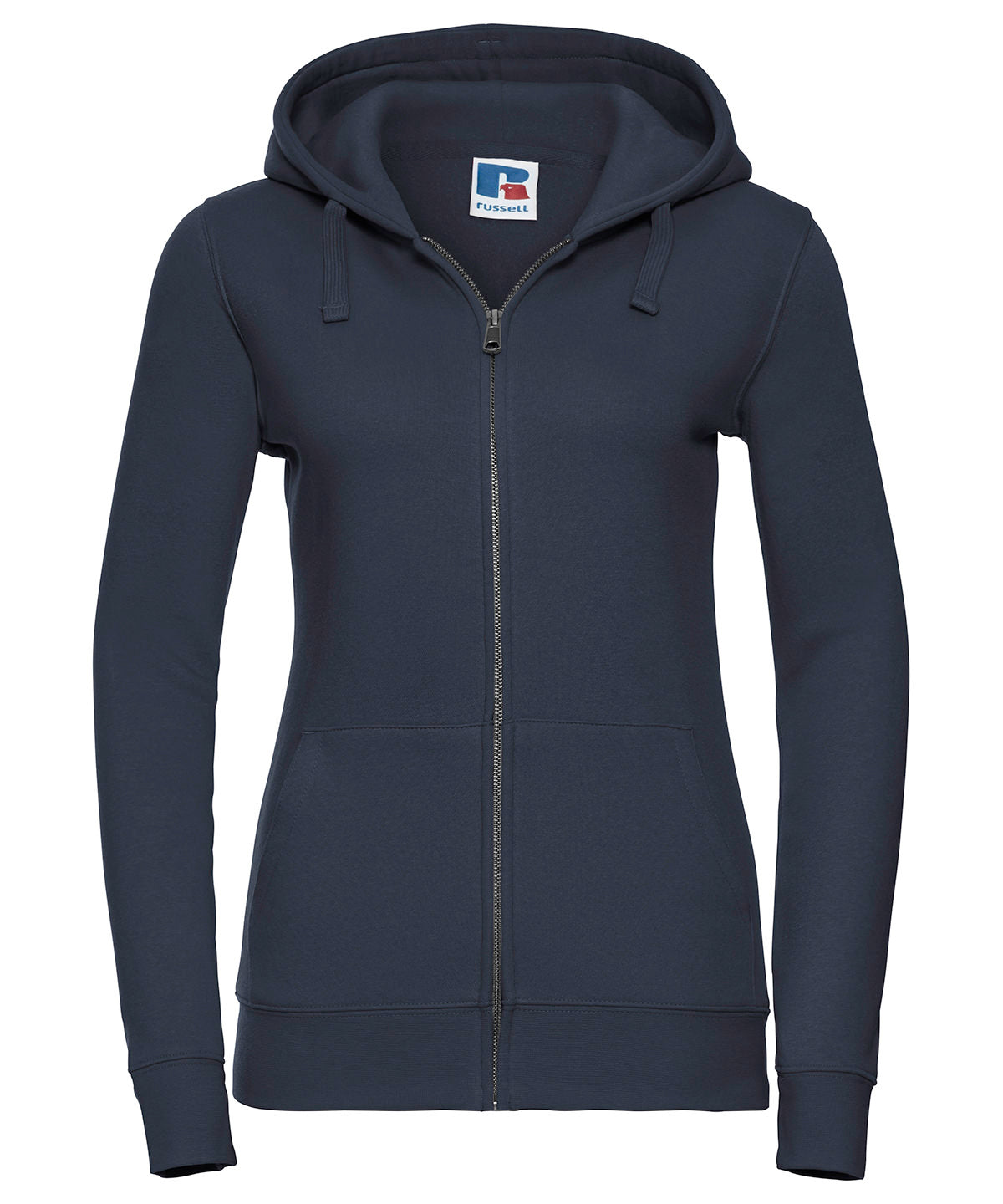 Personalised Hoodies - Black Russell Europe Women's authentic zipped hooded sweatshirt