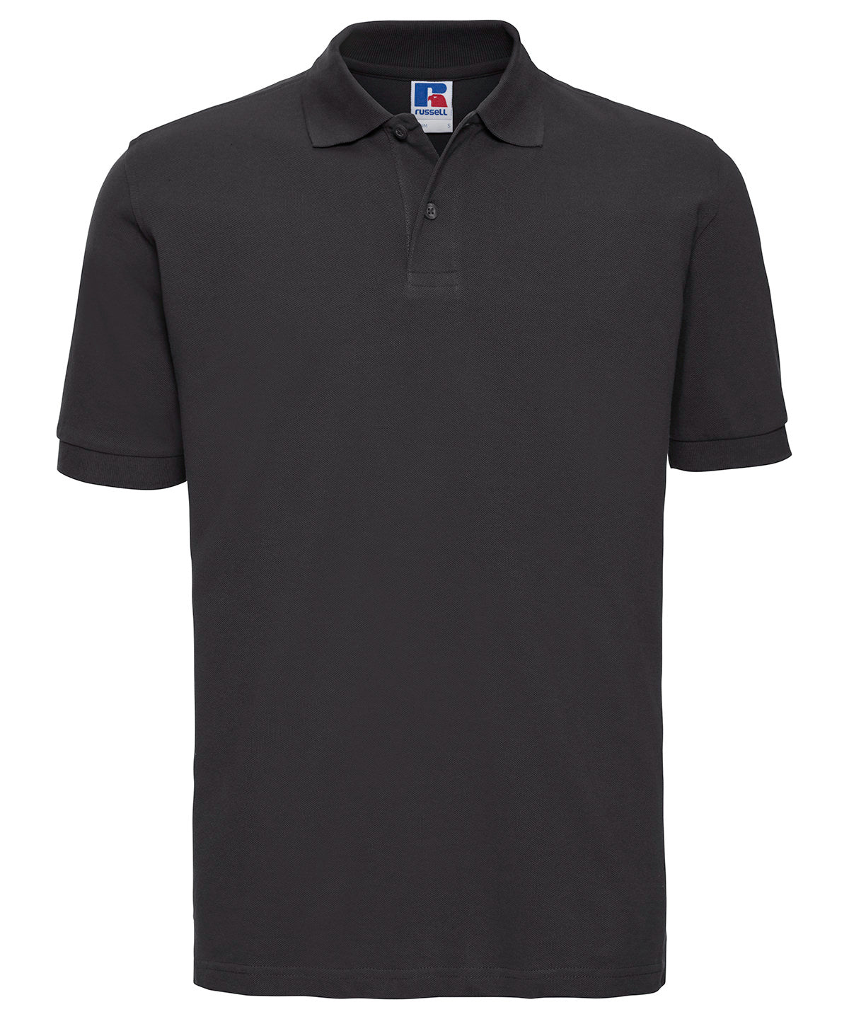 Personalised Polo Shirts - Black Russell Europe Classic cotton piqué polo
