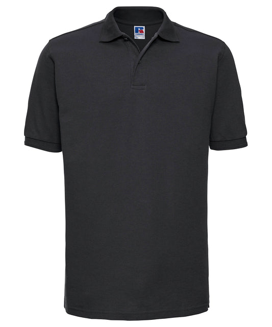 Personalised Polo Shirts - Black Russell Europe Hard-wearing 60°C wash polo