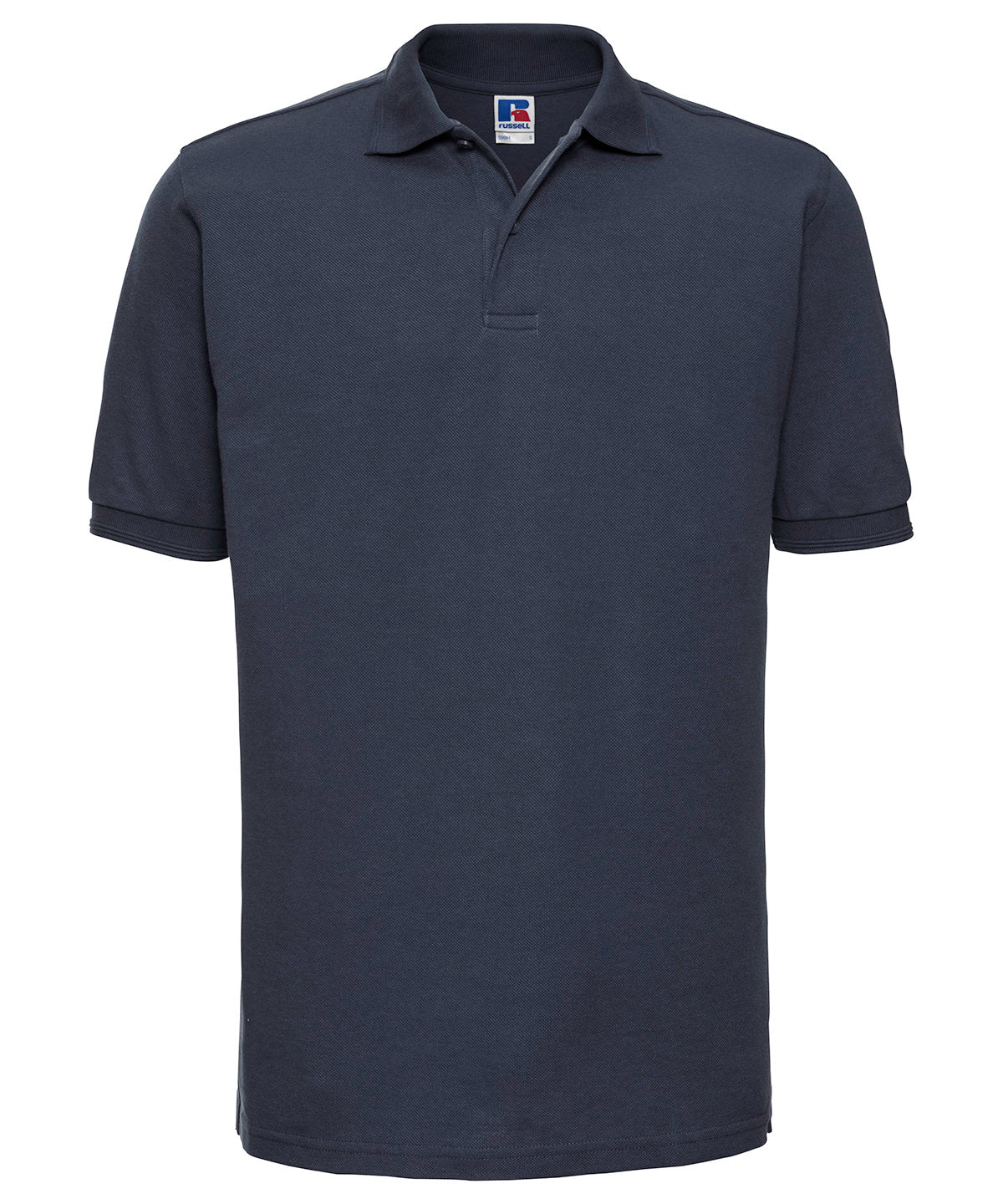 Personalised Polo Shirts - Black Russell Europe Hard-wearing 60°C wash polo