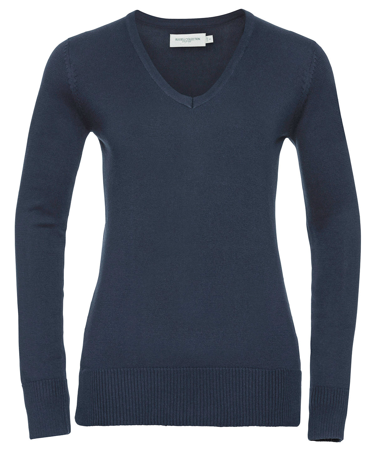 Personalised Knitted Jumpers - Black Russell Collection Women's v-neck knitted sweater