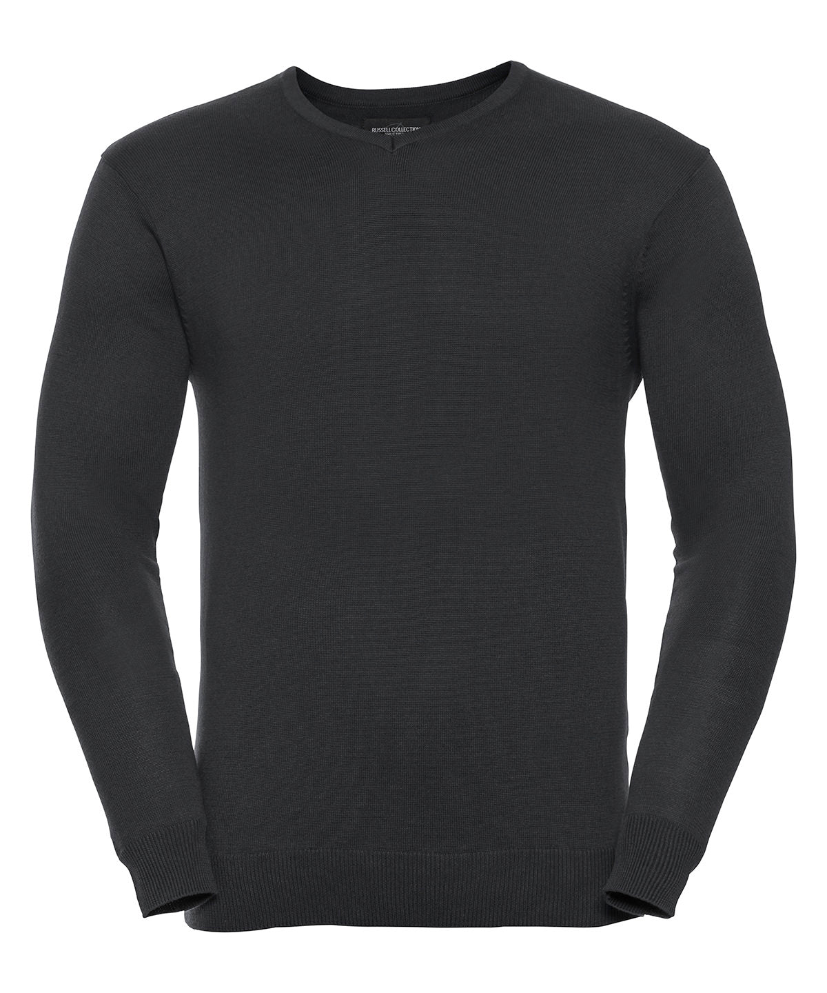 Personalised Knitted Jumpers - Black Russell Collection V-neck knitted sweater