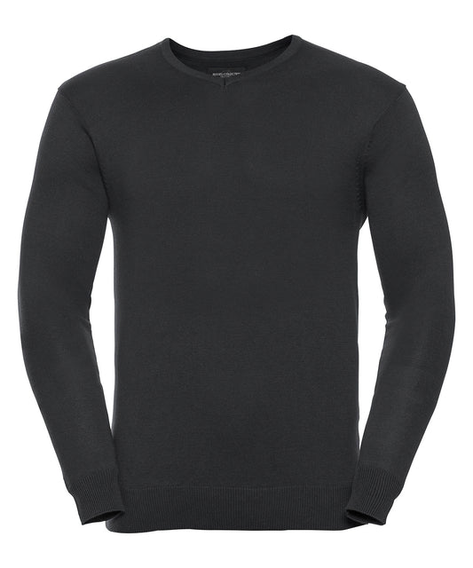Personalised Knitted Jumpers - Black Russell Collection V-neck knitted sweater