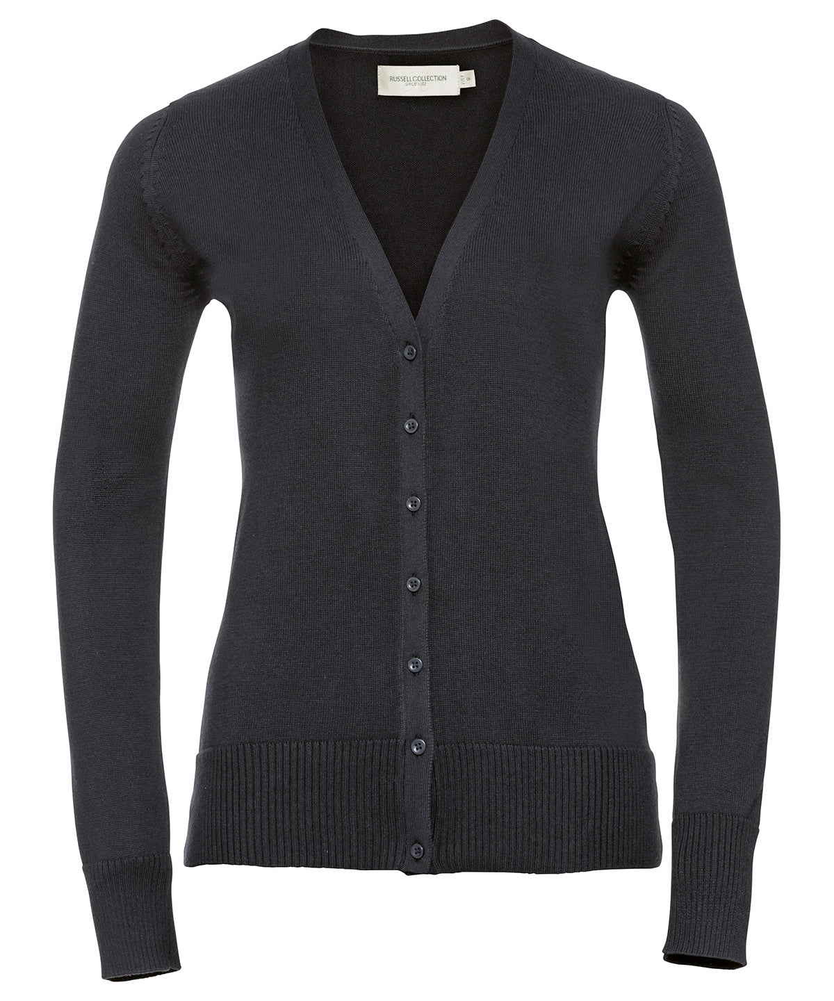 Personalised Cardigans - Black Russell Collection Women's v-neck knitted cardigan