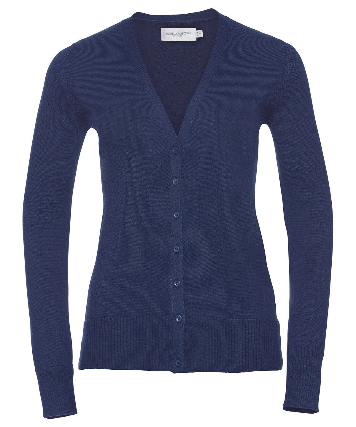 Personalised Cardigans - Black Russell Collection Women's v-neck knitted cardigan