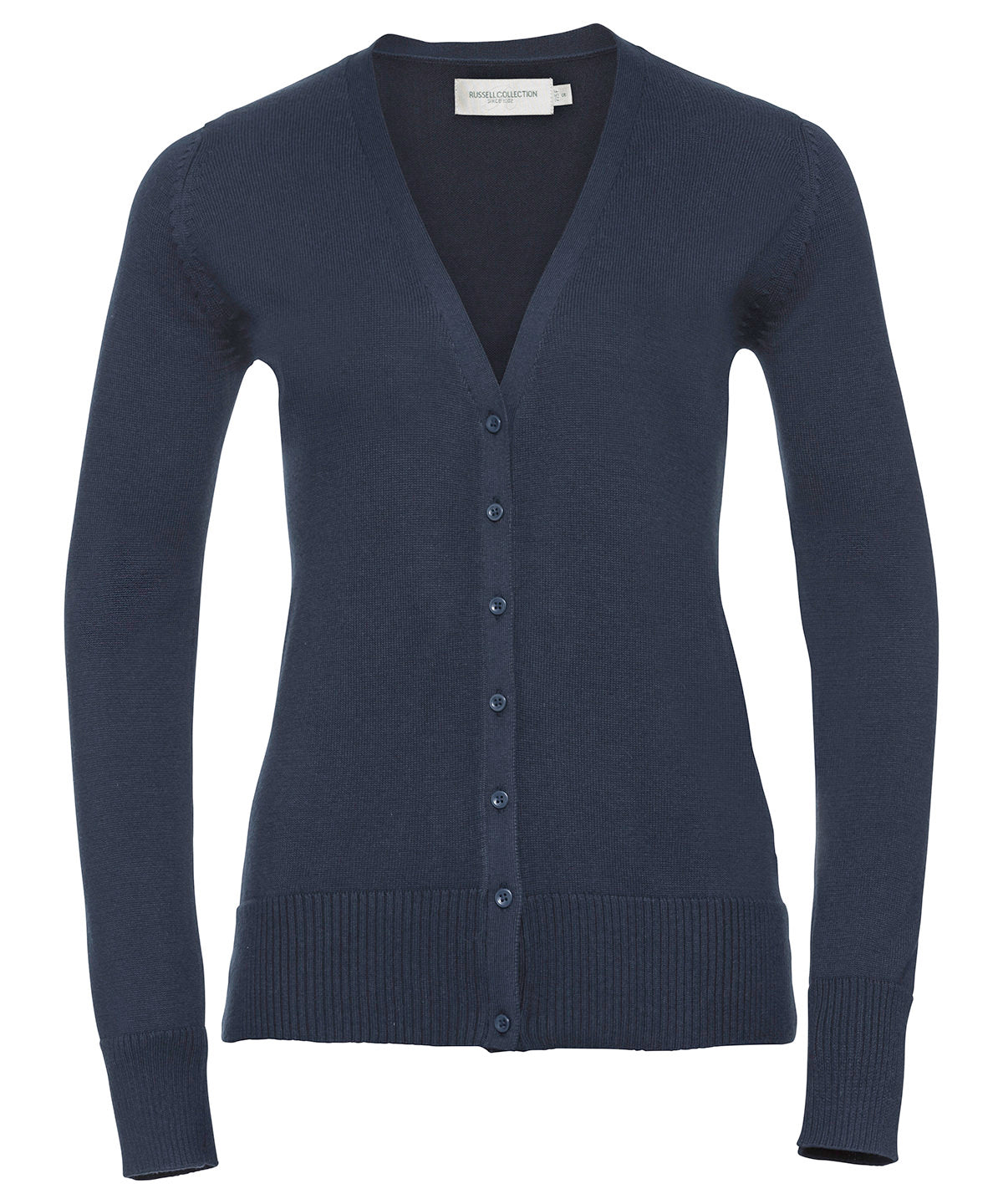 Personalised Cardigans - Black Russell Collection Women's v-neck knitted cardigan