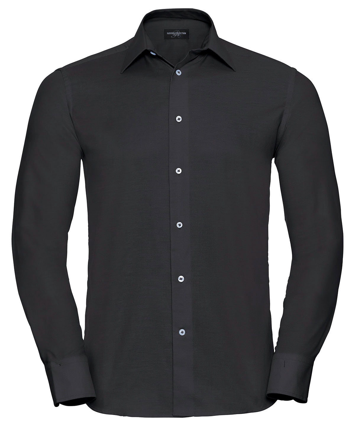 Personalised Shirts - Black Russell Collection Long sleeve easycare tailored Oxford shirt