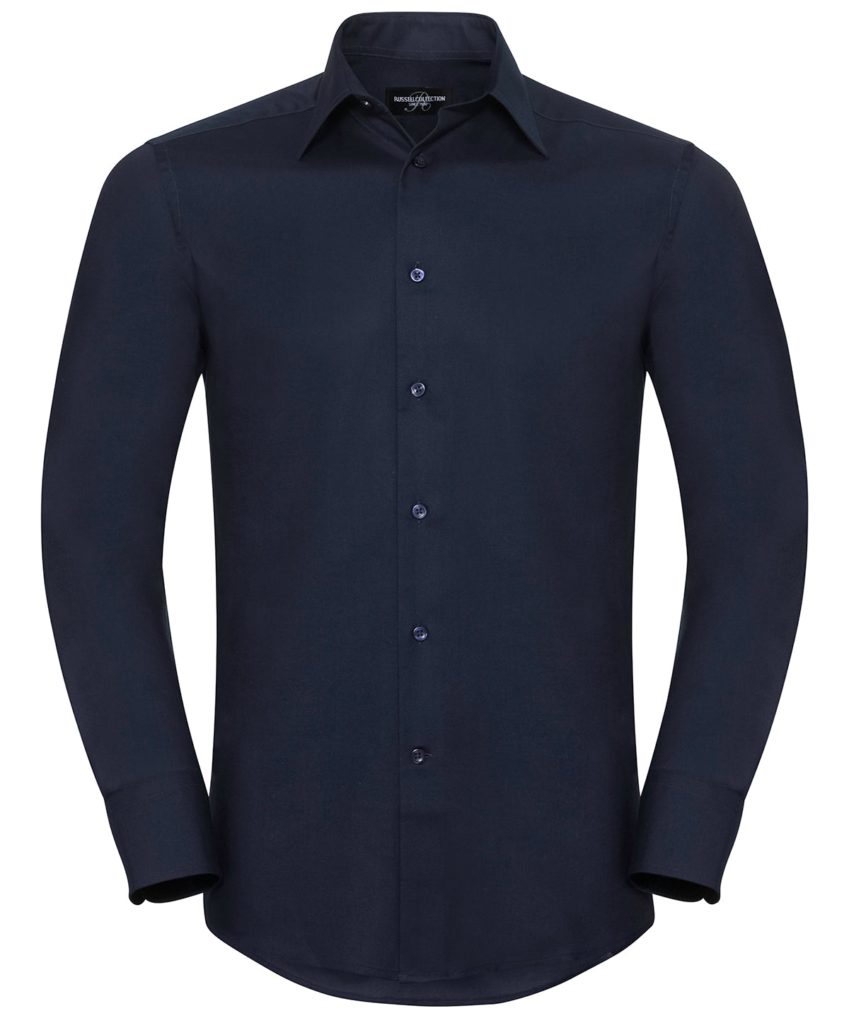 Personalised Shirts - Black Russell Collection Long sleeve easycare tailored Oxford shirt