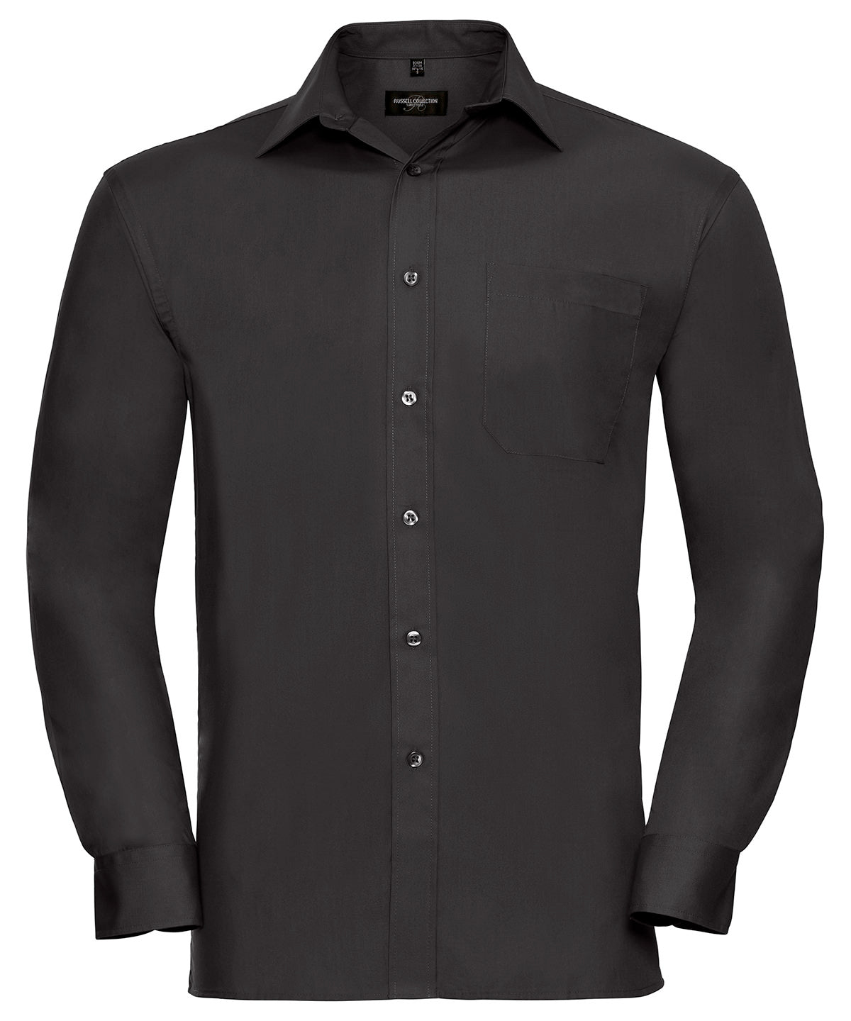 Personalised Shirts - Black Russell Collection Long sleeve pure cotton easycare poplin shirt