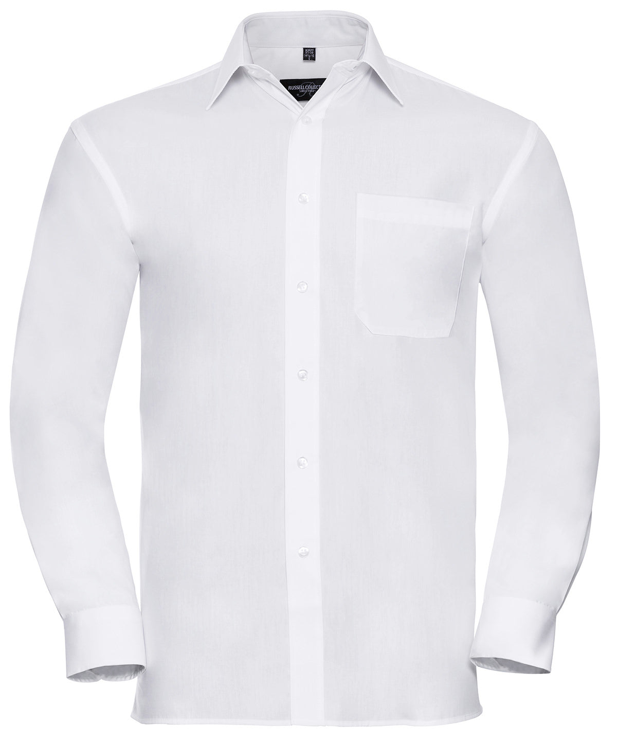 Personalised Shirts - Black Russell Collection Long sleeve pure cotton easycare poplin shirt
