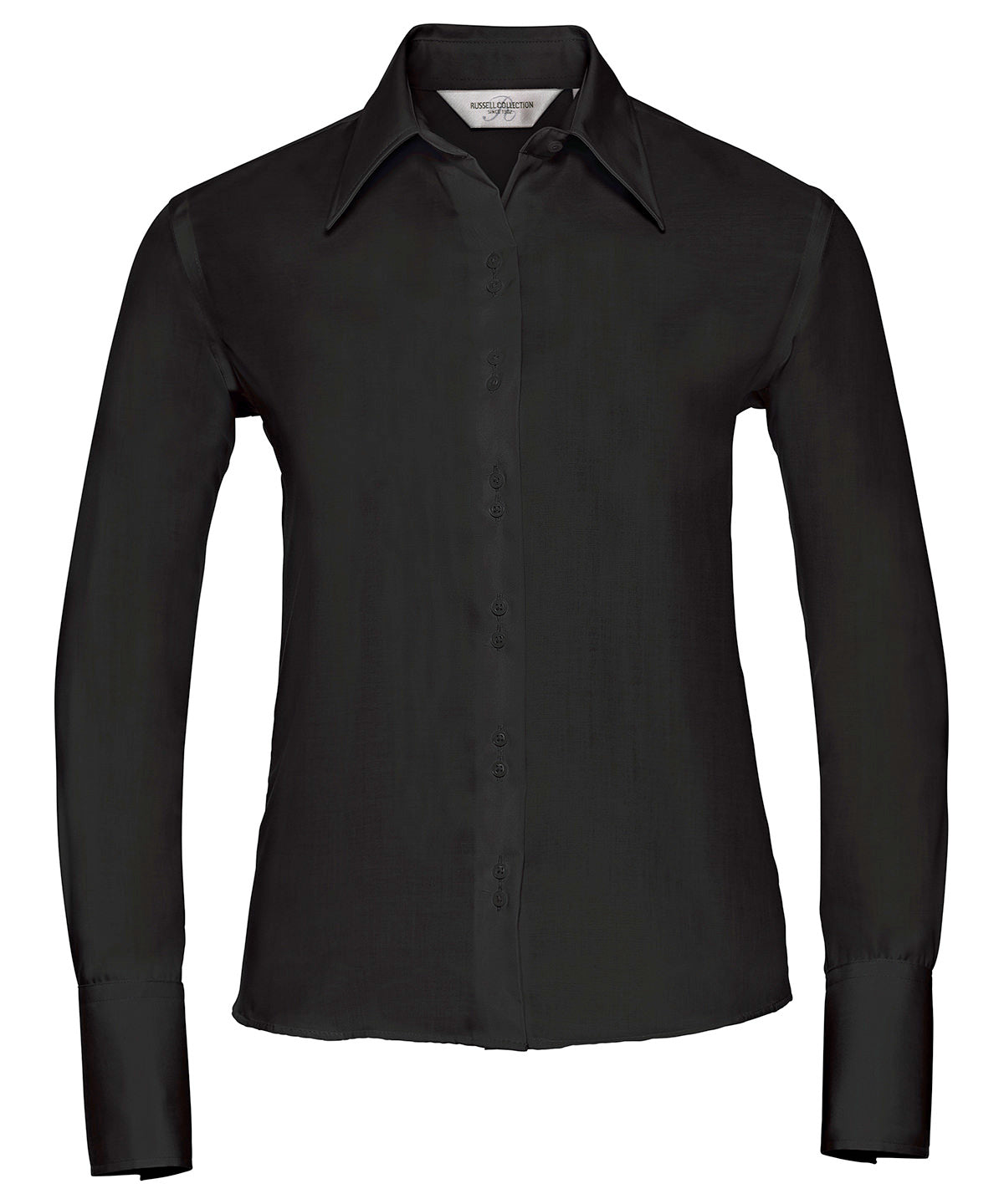 Personalised Shirts - Black Russell Europe Women's long sleeve ultimate non-iron shirt
