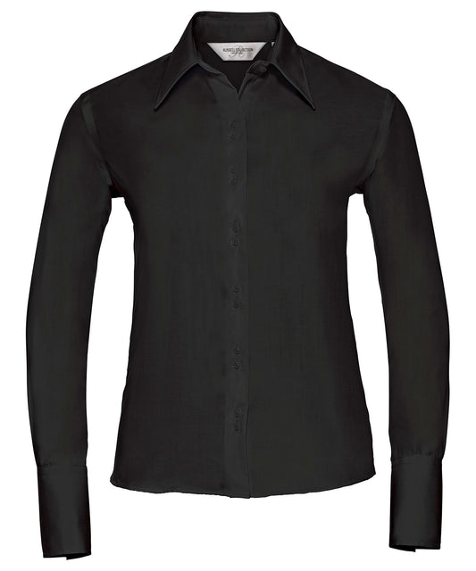 Personalised Shirts - Black Russell Europe Women's long sleeve ultimate non-iron shirt