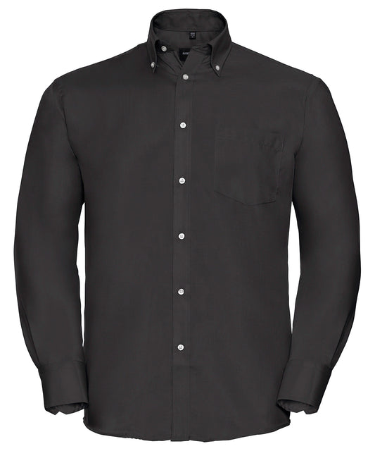 Personalised Shirts - Black Russell Europe Long sleeve ultimate non-iron shirt