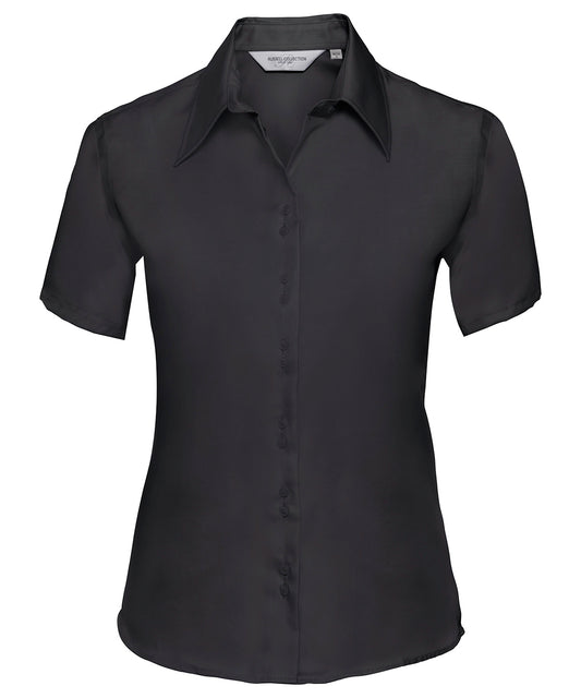 Personalised Shirts - Black Russell Europe Women's short sleeve ultimate non-iron shirt