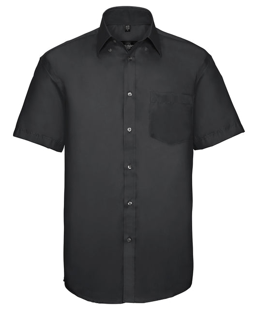 Personalised Shirts - Black Russell Europe Short sleeve ultimate non-iron shirt